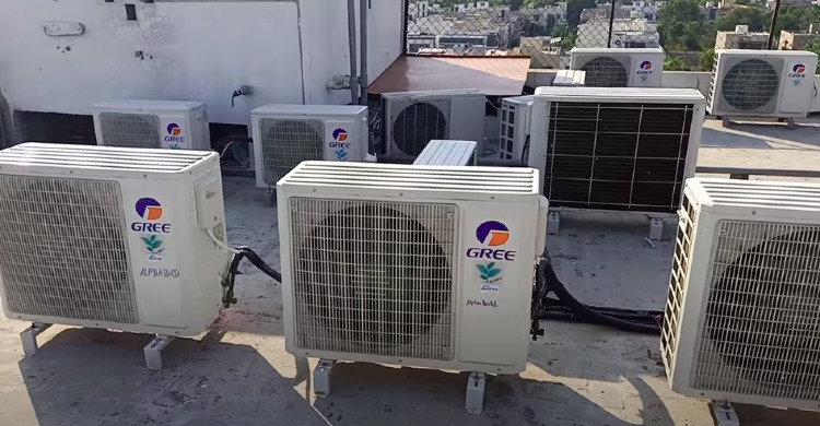too many split ac outdoor units placed in a single place